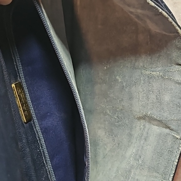 Bally Double Flap Navy Leather Gold Chain Crossbody Shoulder Bag Purse - Picture 12 of 15